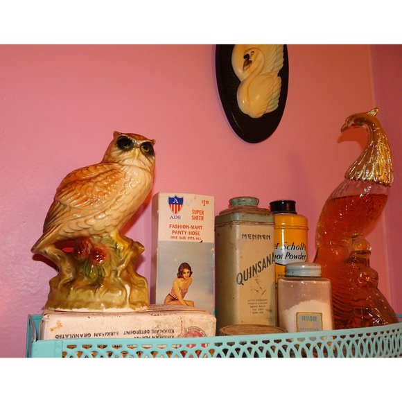 Vintage Ceramic Great Horned Owl Figurine 1960s collectible kitsch retro - Picture 4 of 12